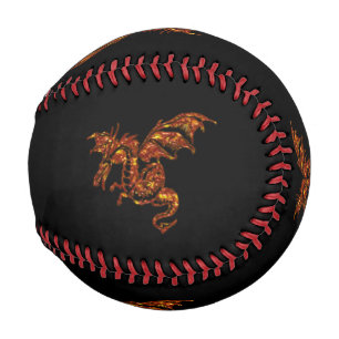 Flaming Dragon on Black Baseball
