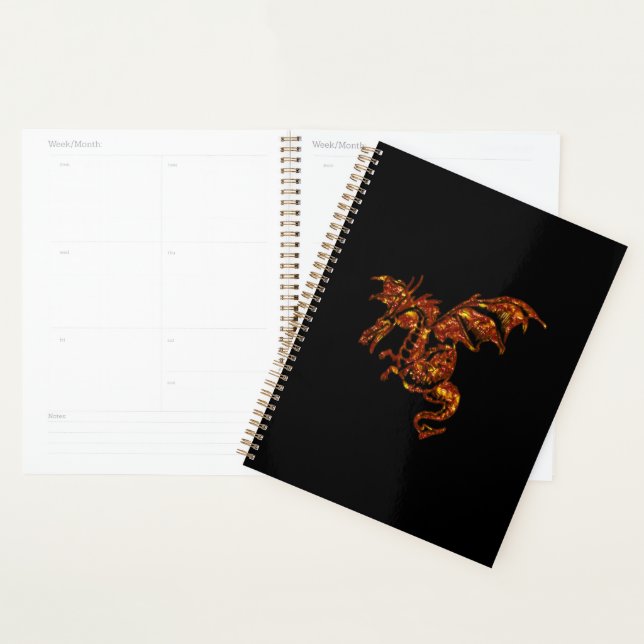 Flaming Dragon on Black Planner (Display)