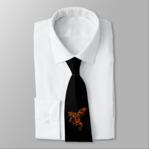 Flaming Dragon on Black Tie