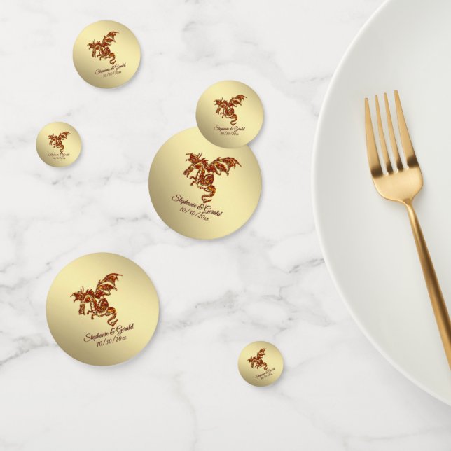 Flaming Dragon on Gold Personal Confetti (Group)