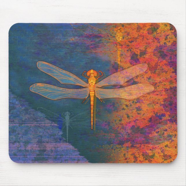 Flaming Dragonfly Mouse Pad (Front)