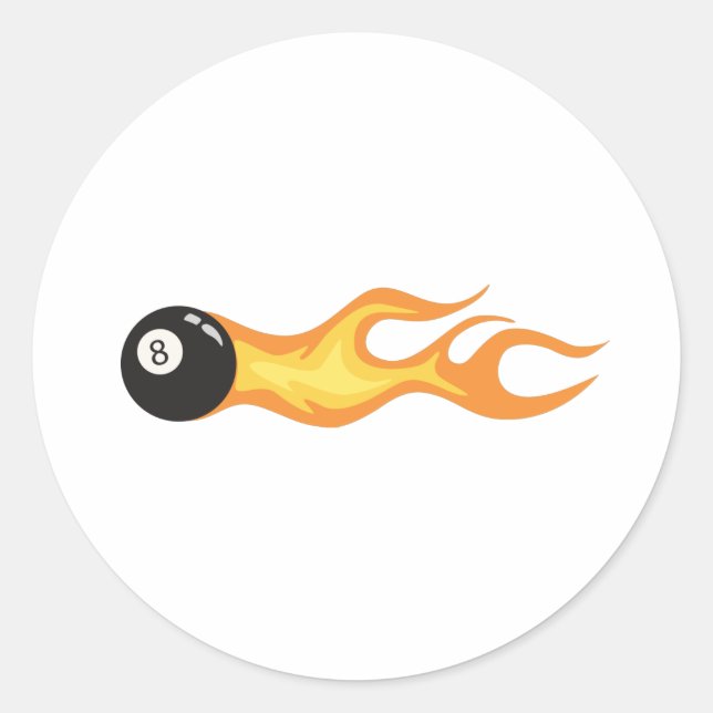Flaming Eight Ball Classic Round Sticker (Front)