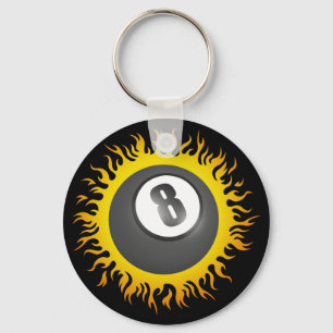 Flaming Eight Ball Key Ring