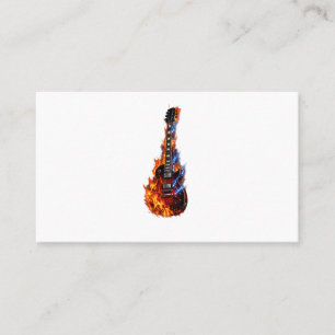 Flaming Electric Guitar Fire and Lightning Rock Mu Business Card