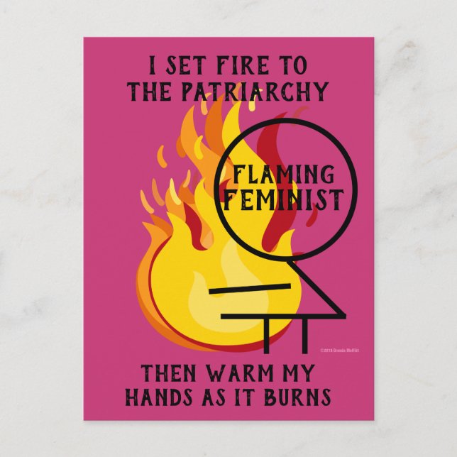Flaming Feminist Burn the Patriarchy 8 Postcard (Front)