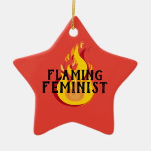 Flaming Feminist RBG Ginsburg Feminism Flames 20 Ceramic Tree Decoration