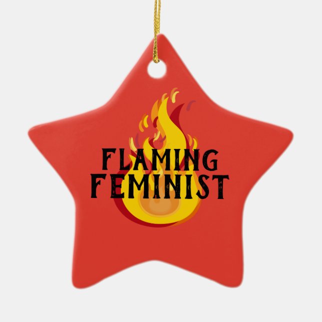 Flaming Feminist RBG Ginsburg Feminism Flames 20 Ceramic Tree Decoration (Front)