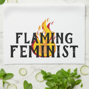 Flaming Feminist RBG Ginsburg Feminism Flames 20 Tea Towel