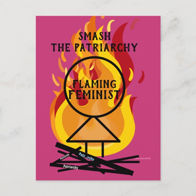 Flaming Feminist Smash the Patriarchy 15 Postcard (Front)