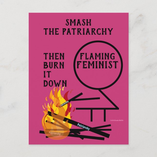 Flaming Feminist Smash the Patriarchy 9 Postcard (Front)