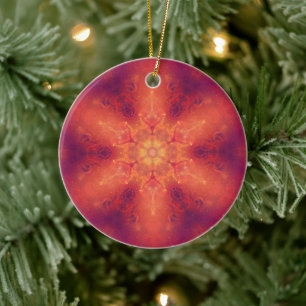 Flaming Fiery Phoenix Burning Snowflake Ceramic Tree Decoration