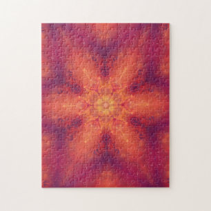 Flaming Fiery Phoenix Burning Snowflake Jigsaw Puzzle