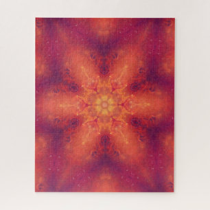 Flaming Fiery Phoenix Burning Snowflake Jigsaw Puzzle