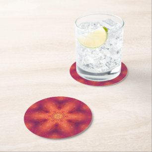 Flaming Fiery Phoenix Burning Snowflake Round Paper Coaster
