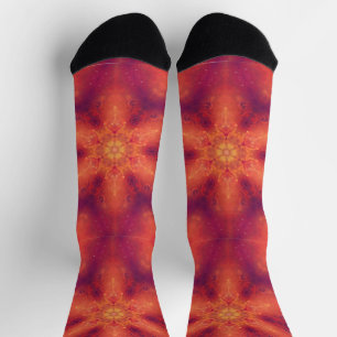 Flaming Fiery Phoenix Burning Snowflake Socks