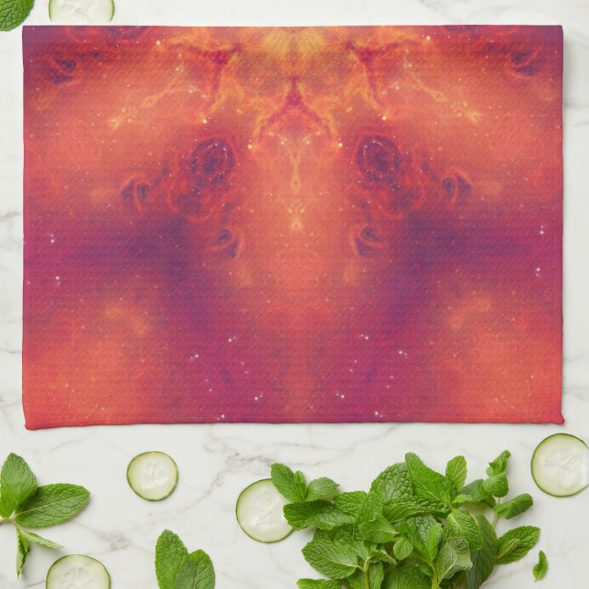 Flaming Fiery Phoenix Burning Snowflake Tea Towel (Folded)