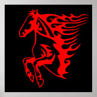 Flaming Fire Red Bronco Mustang Wild Horse