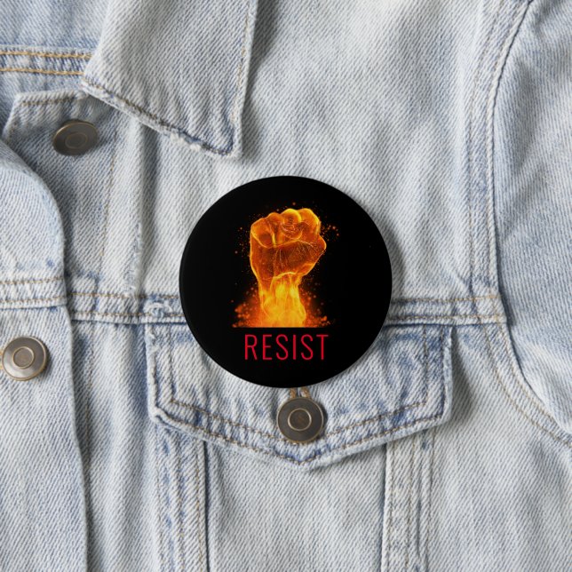 Flaming Fist Resist Activist 7.5 Cm Round Badge (In Situ)
