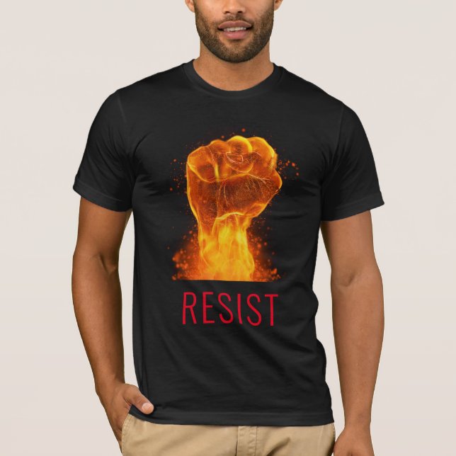 Flaming Fist Resist Customisable T-Shirt (Front)