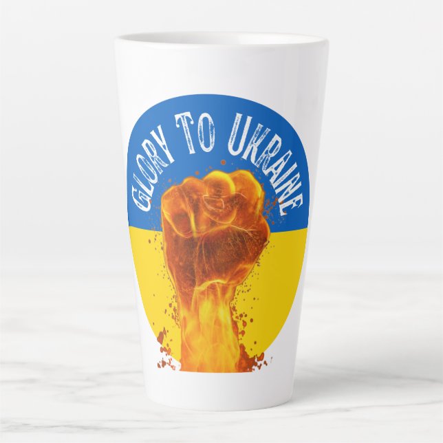 Flaming Fist Ukraine Flag Resistance  Latte Mug (Front)