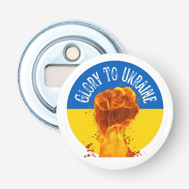 Flaming Fist Ukraine Flag Resistance Support  Bottle Opener (Front)