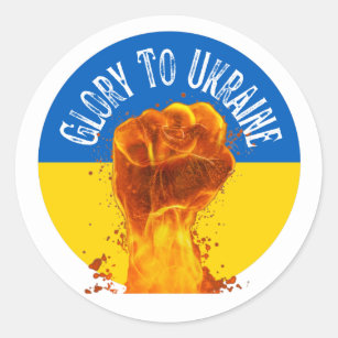 Flaming Fist Ukraine Flag Resistance Support   Classic Round Sticker