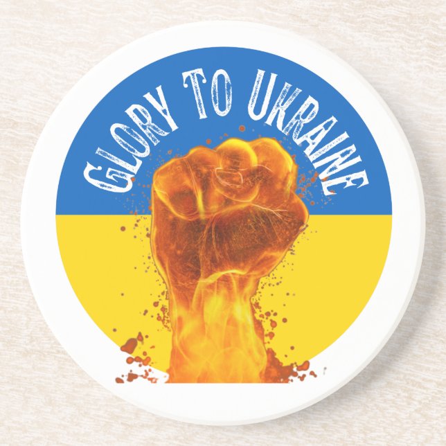 Flaming Fist Ukraine Flag Resistance Support  Coaster (Front)