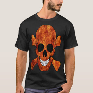 Flaming Flames Fire Pirate Skull And Crossbones T-Shirt