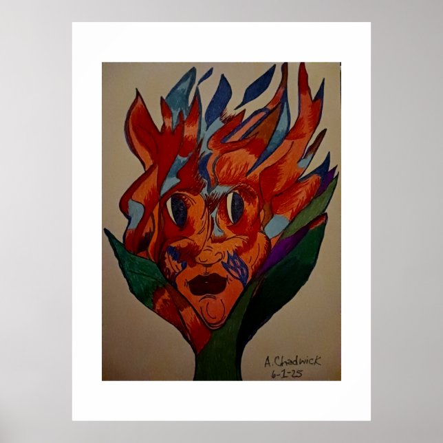 Flaming Flower Animation Art Print (Front)