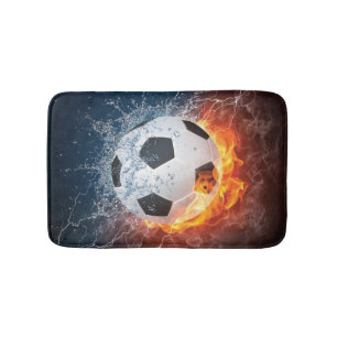 Flaming Football/Soccer Ball Throw Pillow Bath Mat