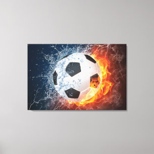 Flaming Football/Soccer Ball Throw Pillow Canvas Print