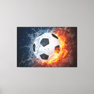 Flaming Football/Soccer Ball Throw Pillow Canvas Print