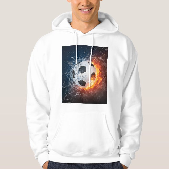 Flaming Football/Soccer Ball Throw Pillow Hoodie (Front)
