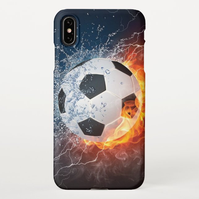 Flaming Football/Soccer Ball Throw Pillow iPhone Case (Back)