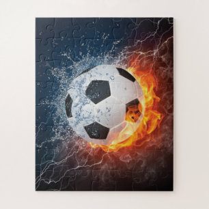 Flaming Football/Soccer Ball Throw Pillow Jigsaw Puzzle