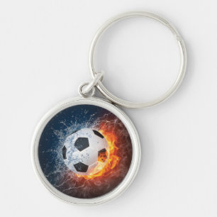Flaming Football/Soccer Ball Throw Pillow Key Ring