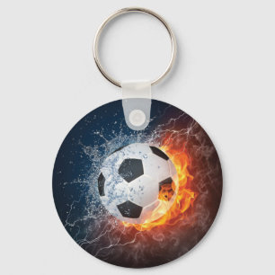 Flaming Football/Soccer Ball Throw Pillow Key Ring