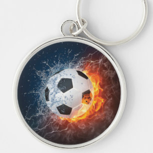Flaming Football/Soccer Ball Throw Pillow Key Ring