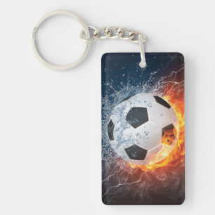 Flaming Football/Soccer Ball Throw Pillow Key Ring