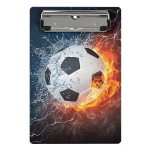 Flaming Football/Soccer Ball Throw Pillow Mini Clipboard