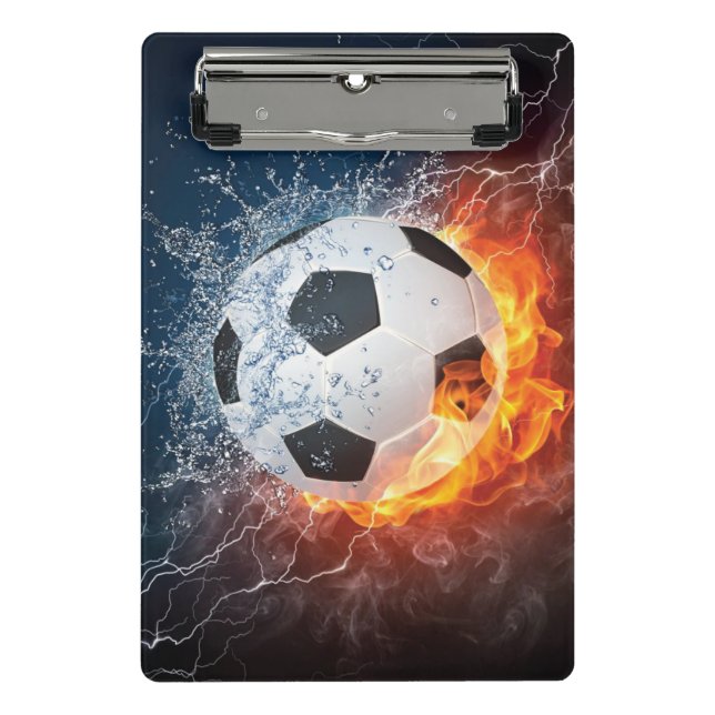 Flaming Football/Soccer Ball Throw Pillow Mini Clipboard (Front)