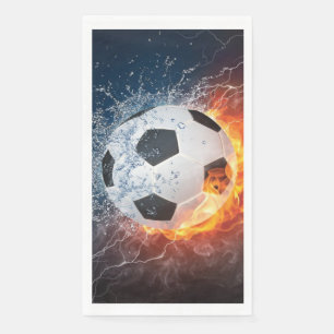 Flaming Football/Soccer Ball Throw Pillow Napkin