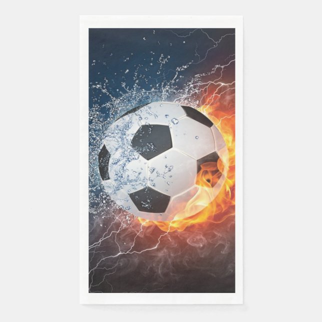 Flaming Football/Soccer Ball Throw Pillow Napkin (Front)