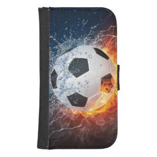 Flaming Football/Soccer Ball Throw Pillow Samsung S4 Wallet Case