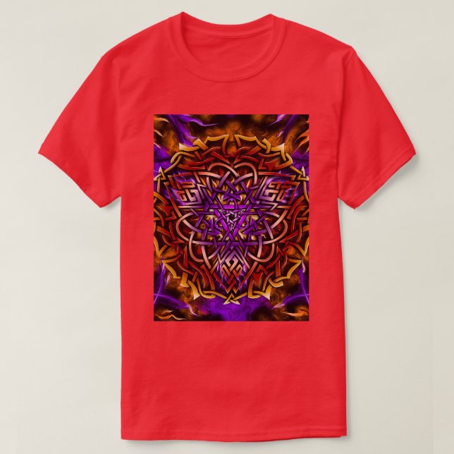 Flaming Forge Celtic Knotwork Triquetra Mandala T-Shirt (Design Front)