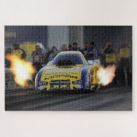 Flaming Funny Car Drag Racer Sports