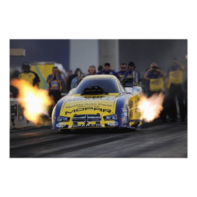 Flaming Funny Car Drag Racer Sports Photo Print (Front)