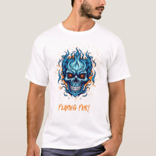 Flaming Fury Skull Fire T-Shirt – Blue Flame Horro