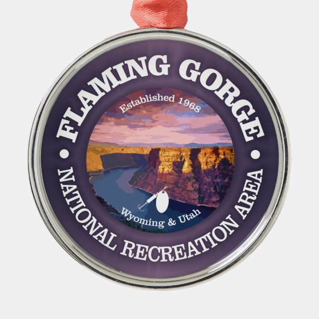 Flaming Gorge NRA (rd) Metal Tree Decoration (Front)