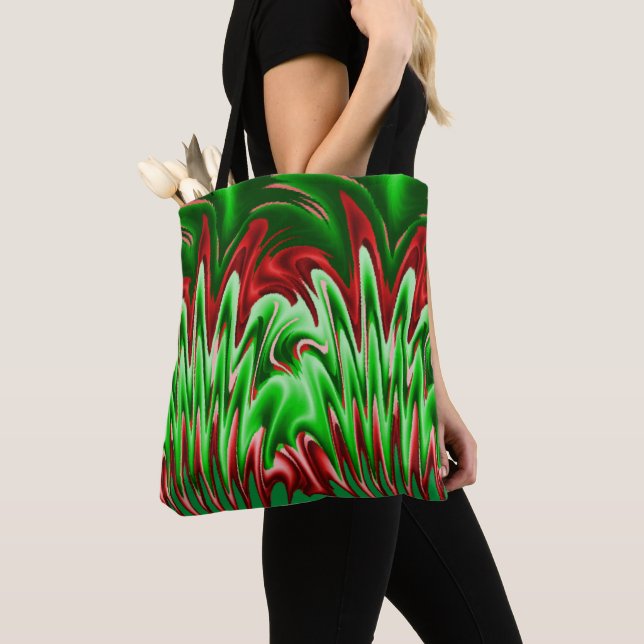 Flaming Green and Red Design  Tote Bag (Close Up)